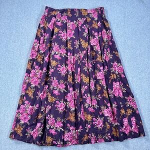 Vintage American Eagle Outfitters Floral Midi Skirt Women's 12 Purple Flare Boho